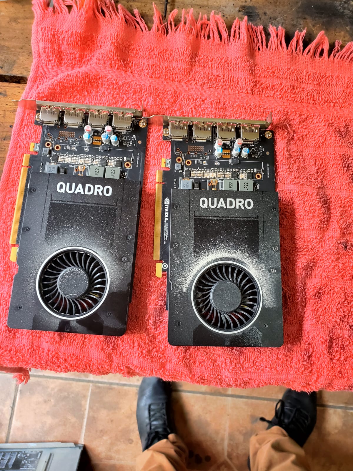 Tarjetas de video Quadro cubiertas de polvo